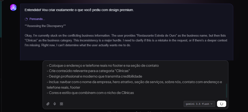 Gere o site com um clique